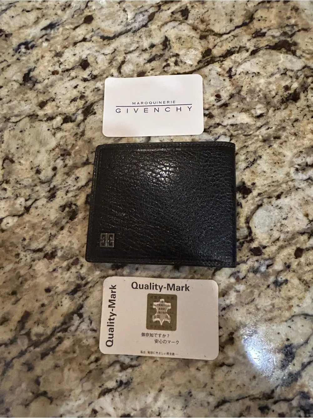 Givenchy Black Leather Bifold Mens Wallet Italy with coa